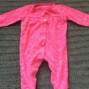 Pink heart love snap up footies pajamas